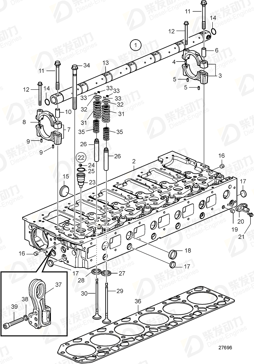 volvo penta Pin 1636468 Drawing